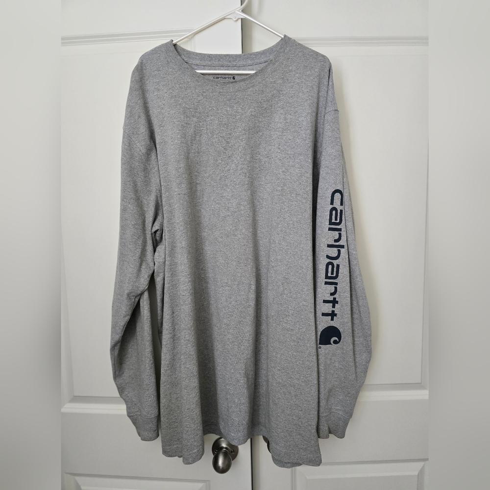 Carhartt Men's Long Sleeve Shirt in Gray with Logo 2xl